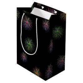 Gelukkige 19e verjaardag vuurwerk op zwart medium cadeauzakje
