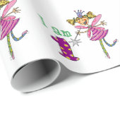 Gelukkige 1-jarig meisje (roze prinses fee) cadeaupapier (Rol Hoek)