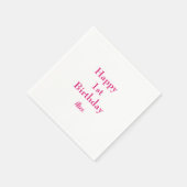 Gelukkige 1e Eerste Verjaardag Roze Wit Aangepaste Servet (Hoek)