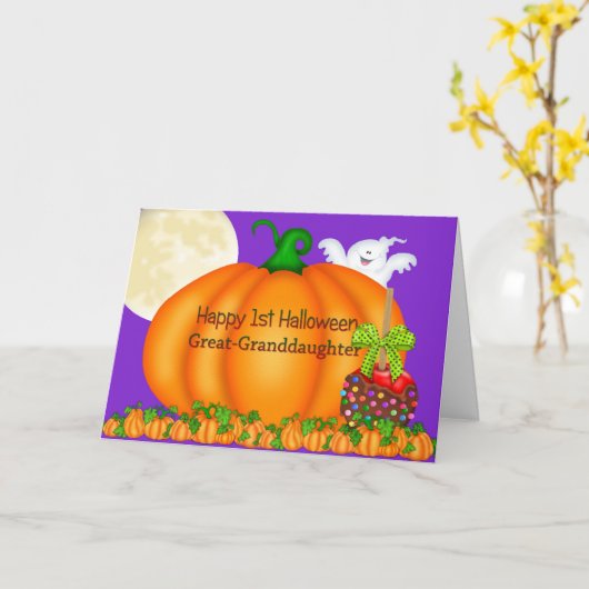 Gelukkige 1e Halloween achter-kleindochter Kaart (Gele Bloem)