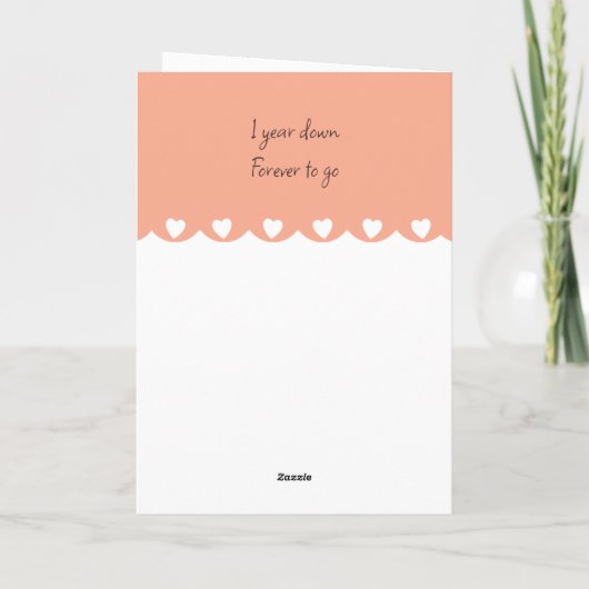 Gelukkige 1e Jubileum bloemen perzik Kaart (Achterkant)