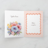 Gelukkige 1e Jubileum bloemen perzik Kaart (Binnen)