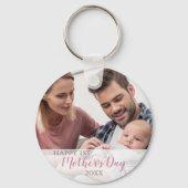 Gelukkige 1e Moederdag 2026 Baby Meisje Foto Sleutelhanger (Voorkant)