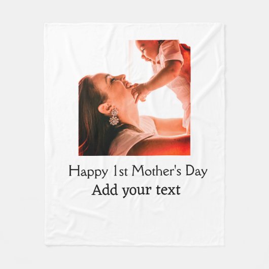 Gelukkige 1e Moederdag beste moeder ooit foto naam Fleece Deken (Voorkant)