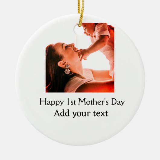 Gelukkige 1e Moederdag beste moeder ooit foto naam Keramisch Ornament (Voorkant)