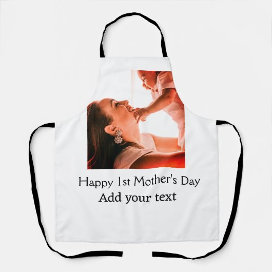 Gelukkige 1e Moederdag beste moeder ooit foto naam Schort (Voorkant)