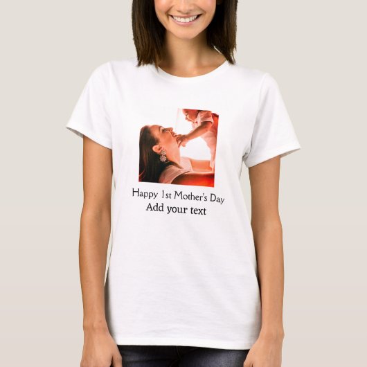 Gelukkige 1e Moederdag beste moeder ooit foto naam T-shirt (Voorkant)