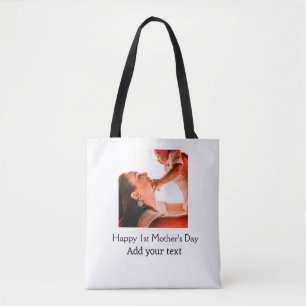 Gelukkige 1e Moederdag beste moeder ooit foto naam Tote Bag