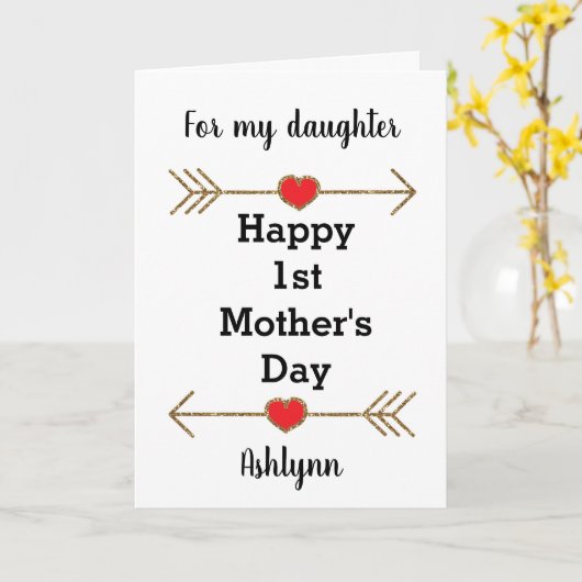 Gelukkige 1e Moederdag dochter Kaart (Gele Bloem)