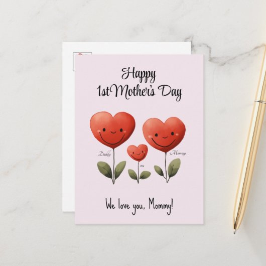 Gelukkige 1e Moederdag, Kaart van Pap & Baby, (Voorkant / Achterkant in situ)