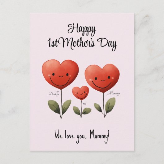 Gelukkige 1e Moederdag, Kaart van Pap & Baby, (Voorkant)