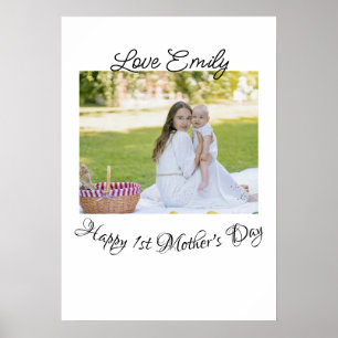 gelukkige 1e moederdag liefde foto naam kalligrafi poster