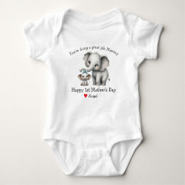 Gelukkige 1e Moederdag Mama & baby Olifant Romper