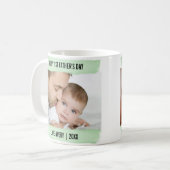 Gelukkige 1e Vaderdag 2 Foto Groene Brushstroke Koffiemok (Voorkant links)