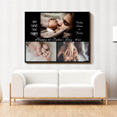 Gelukkige 1e Vaderdag - 3 fotocollage zwart Canvas Afdruk