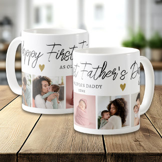 Gelukkige 1e Vaderdag Als Papa 5 Foto Collage Koffiemok