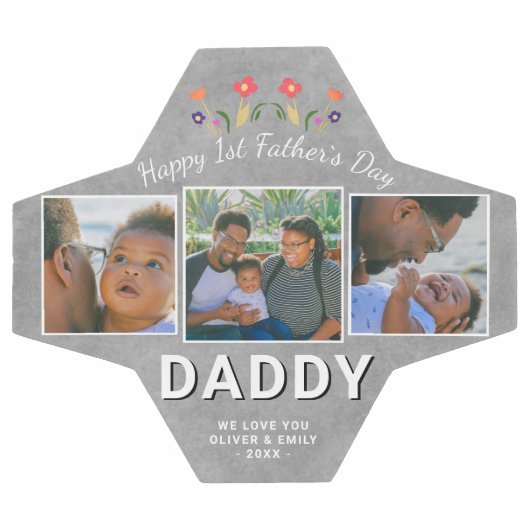 Gelukkige 1e Vaderdag Papa Herinnering 3 Foto Voetbal (Enkel)