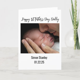 Gelukkige 1e Vaderdag Papa Vader baby foto Feestdagen Kaart