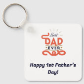 Gelukkige 1e Vaderdag Sleutelhanger – Blue Text De (Voorkant)