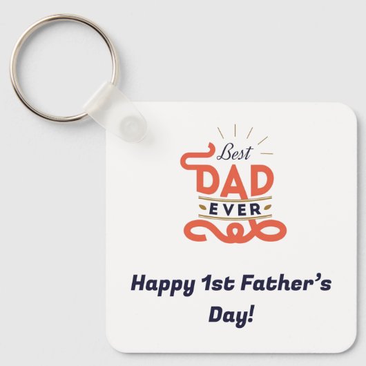 Gelukkige 1e Vaderdag Sleutelhanger – Blue Text De (Voorkant)