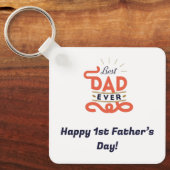 Gelukkige 1e Vaderdag Sleutelhanger – Blue Text De (Voorkant)