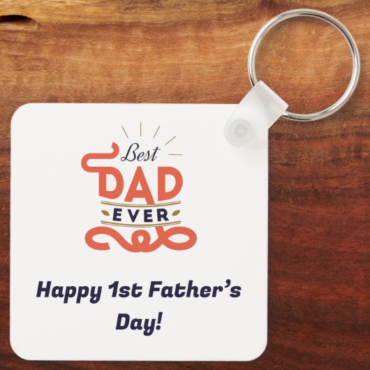 Gelukkige 1e Vaderdag Sleutelhanger – Blue Text De (Achterkant)