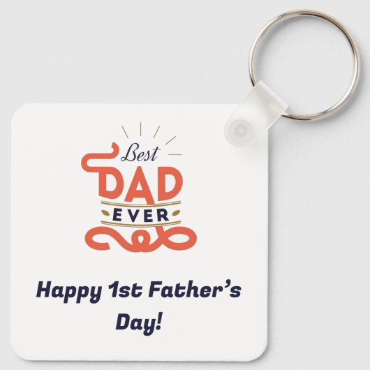 Gelukkige 1e Vaderdag Sleutelhanger – Blue Text De (Achterkant)