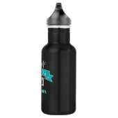 Gelukkige 1e Vaderdag Turquoise Banner Cool Naam Waterfles (Rechts)