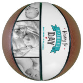 Gelukkige 1e Vaderdag Turquoise Banner Typografie Basketbal (Verticaal)