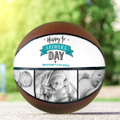 Gelukkige 1e Vaderdag Turquoise Banner Typografie Basketbal