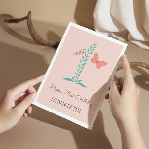 Gelukkige 1e Verjaardag Baby Meisje Vlinder Bloeme