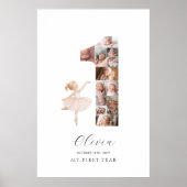 Gelukkige 1e Verjaardag Ballerina Fotocollage Poster (Voorkant)