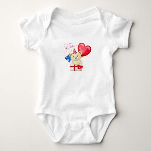 Gelukkige 1e verjaardag Beer baby Body Romper (Voorkant)