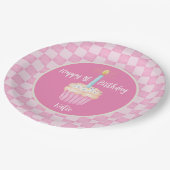 Gelukkige 1e Verjaardag Cupcake Papieren Bordje (Gekanteld)