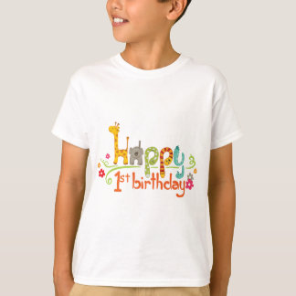 Gelukkige 1e verjaardag – Cute dier thema viering T-shirt