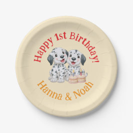 Gelukkige 1e verjaardag feest Tweeling, Neutraal,  Papieren Bordje
