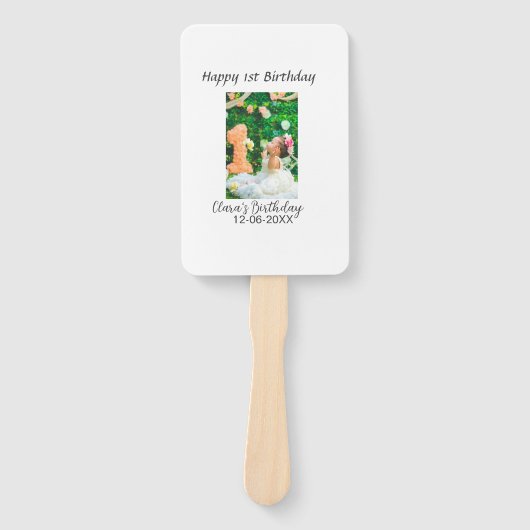 Gelukkige 1e verjaardag foto eenvoudige elegante c handwaaier (Voorkant)