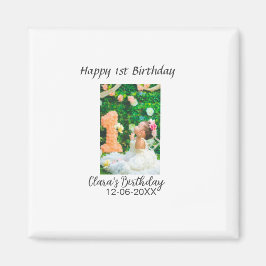 Gelukkige 1e verjaardag foto eenvoudige elegante c magneet