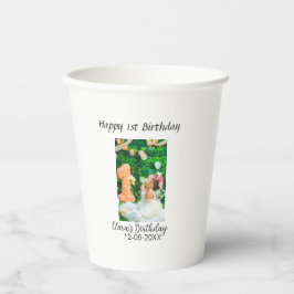 Gelukkige 1e verjaardag foto eenvoudige elegante c papieren bekers