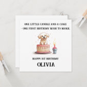 Gelukkige 1e verjaardag gefeliciteerd, naam & pupp kaart (Voorkant / Achterkant in situ)