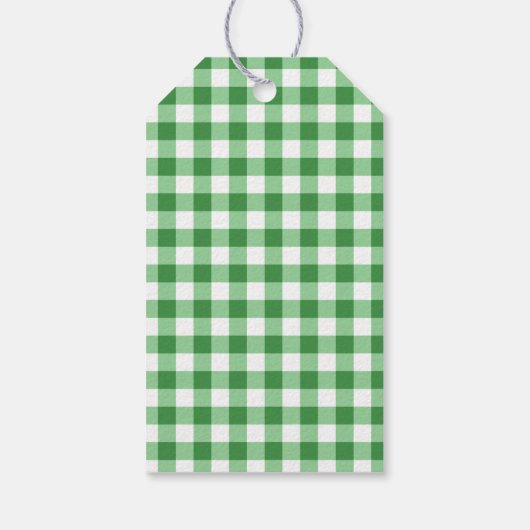 Gelukkige 1e Verjaardag & Groene Gingham & Ballonn Cadeaulabel (Achterkant)