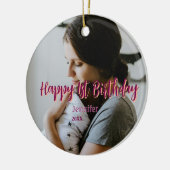 Gelukkige 1e verjaardag kinder baby moeder rood si keramisch ornament (Links)