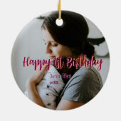 Gelukkige 1e verjaardag kinder baby moeder rood si keramisch ornament (Achterkant)