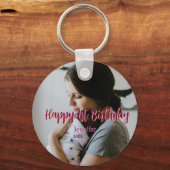 Gelukkige 1e verjaardag kinder baby moeder rood si sleutelhanger (Achterkant)