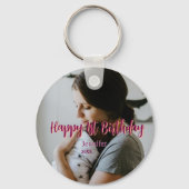 Gelukkige 1e verjaardag kinder baby moeder rood si sleutelhanger (Achterkant)