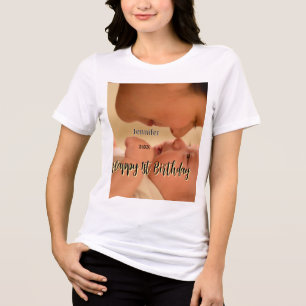 Gelukkige 1e verjaardag kinderen baby moeder zwart Tri-Blend shirt