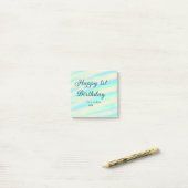 Gelukkige 1e verjaardag kinderen babyblauw groen p post-it® notes (Op bureau)