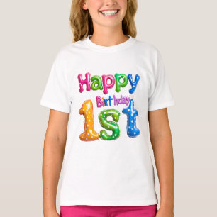 Gelukkige 1e verjaardag – Kleurrijk ballonontwerp  T-shirt
