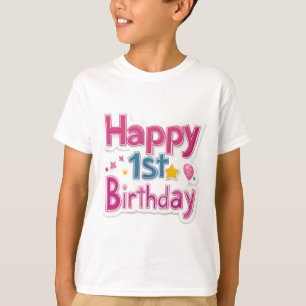Gelukkige 1e verjaardag – Kleurrijk roze ontwerp  T-shirt