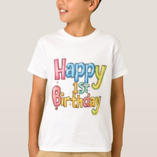 Gelukkige 1e verjaardag – Kleurrijke Eerste Verjaa T-shirt
